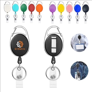 Retractable Badge Reels with Carabiner Belt Clip and Key Ring